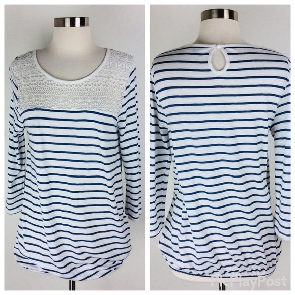 KIABI Pretty Stylish Lace Stripe Tee Size (M) - Picture 1 of 12